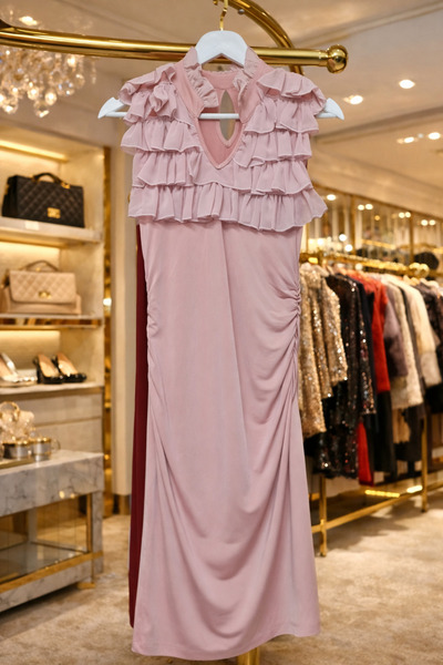 Lavin's ✨   Powder Pink Ruffle Detail Elegant Dress ✨