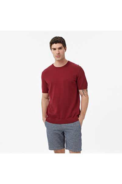 Nautica Erkek Bordo Regular Fit Kısa Kollu Triko
