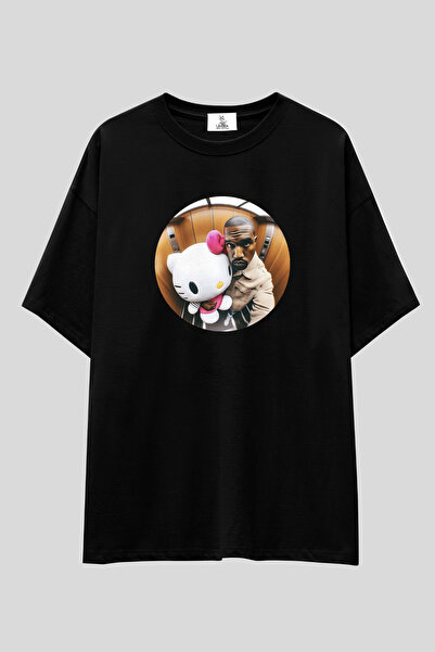 UmbraWear Kanye West Funny Oversize T-shirt | Unisex %100 Pamuk Siyah & Beyaz...