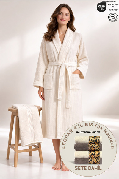 Ellaline Set de halate de baie pentru femei, cu dungi piese, bumbac 100% cert...