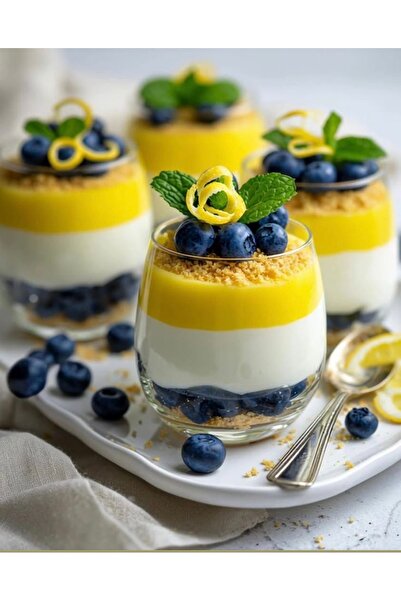 Veluna mum El Yapımı Limonlu Kremalı Yaban Mersini Mum 🍋🫐