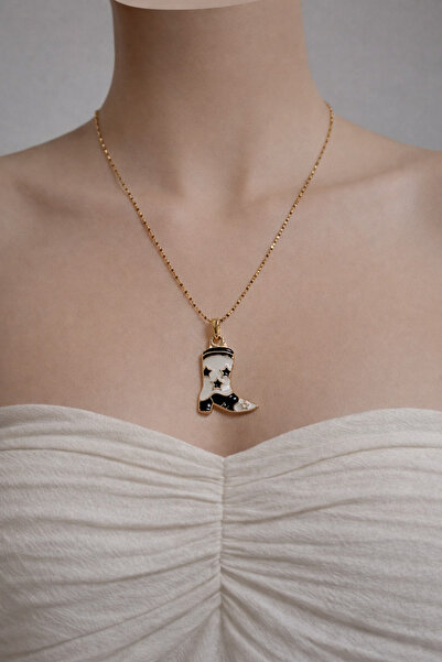 DİESMOONCO Yıldız Detaylı Kovboy Çizmesi Kolye – Renkli Mine Detaylı Altın Ka...