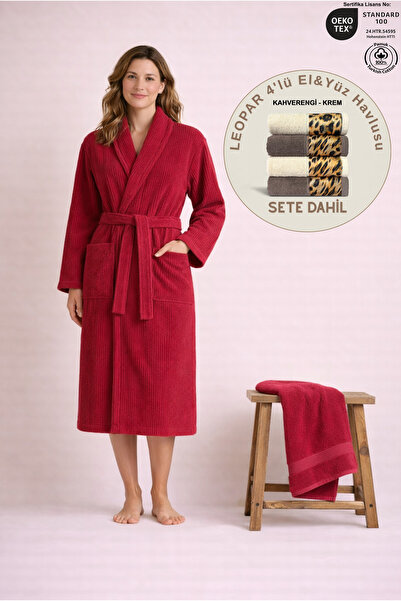 Ellaline 2-Piece Striped Women's Bathrobe Set 100% Cotton Certified and Leopa...