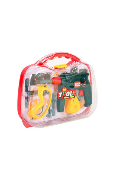 MalPlay Trusă de scule pentru băieți cu bormașină, 34x28x10 cm Portocaliu