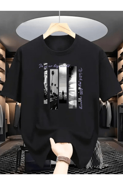 one button În Lumea Ta Mare cu imprimeu Premium supradimensionat tricou