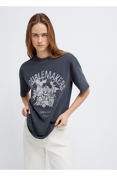 Mavi Tom and Jerry Printed 100% Cotton Loose Fit T-Shirt