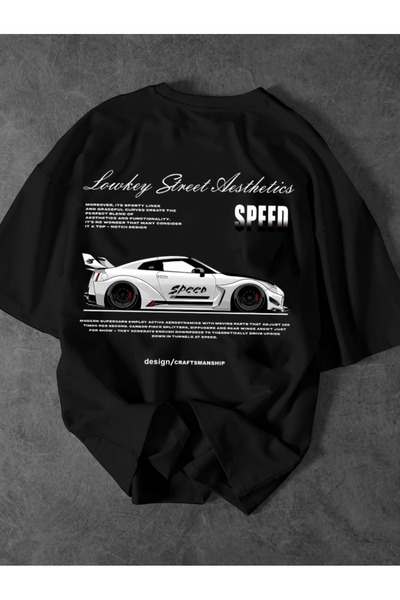 one button Speed ​​Design Car cu imprimeu Premium supradimensionat tricou