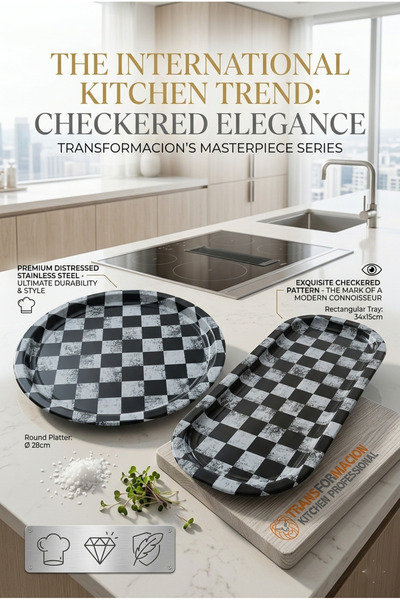 Transformacion Masterpiece Steel Tray Set – Round 28 cm & Rectangular 34X15 c...