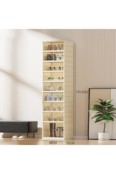 St Morritz Geniş Çok Amaçlı 9 Raflı Katlanabilir Dolap ve Ayakkabılık