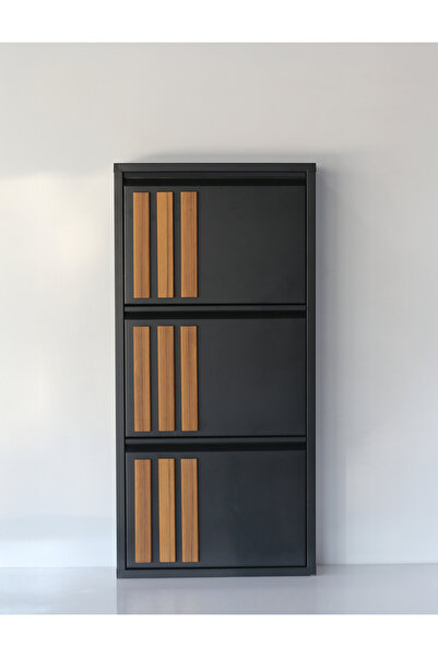 St Morritz Şık 3 Raflı MDF Dekoratif Metal Ayakkabılık, Fonksiyonel ve Modern...