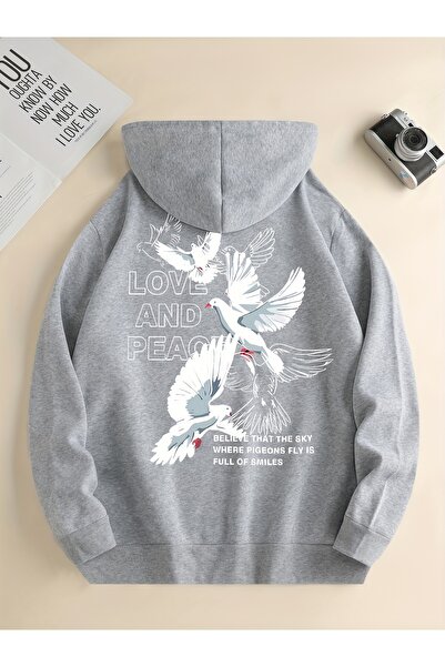 NOISSEY Love And Peace Letter Pigeon με τύπωμα με κουκούλα Casual γυναικείο μ...