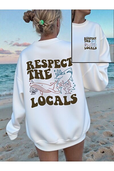 NOISSEY Respect The Locals Shark cu imprimeu Hanorace pentru femei Soft P pol...
