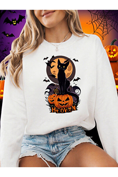 NOISSEY سترة بطباعة جو الهالوين من Pumpkin Halloween Atmosphere، سترة بقلنسوة...