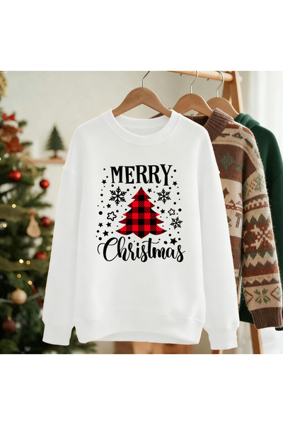 NOISSEY Crăciun Fericit Red Grid Tree cu imprimeu Hanorac pentru femei, lejer...