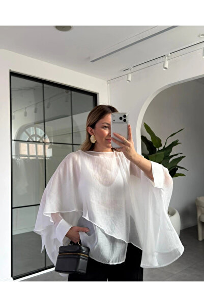 manana fashion Oversize Chiffon Ice with Cape Detail
