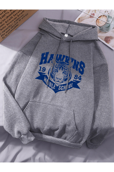 NOISSEY هوكينز مدرسة متوسطة مطبوع بغطاء رأس بلوزات شتوية للنساء P صوف الفليس ...