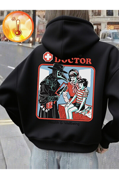 NOISSEY Doctorul care tratează cu imprimeu cu glugă hanorace pentru femei bas...