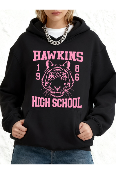 NOISSEY هوكينز هاي سكول مطبوع بغطاء رأس بلوزات نسائية رياضية فضفاضة مكونة من ...