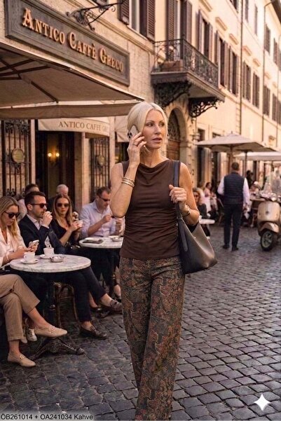 ibeeka Acı Kahve Sleeveless Side Waist Ruched Detail Blouse