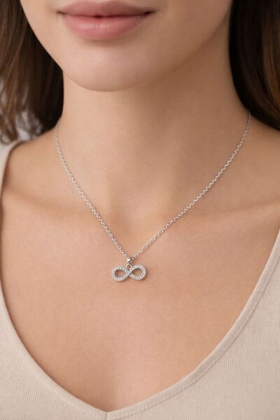 mirvia قلادة زيركون مرصّع بالأحجار إنفينيتي فضية - قلادة نسائية من الفولاذ ال...