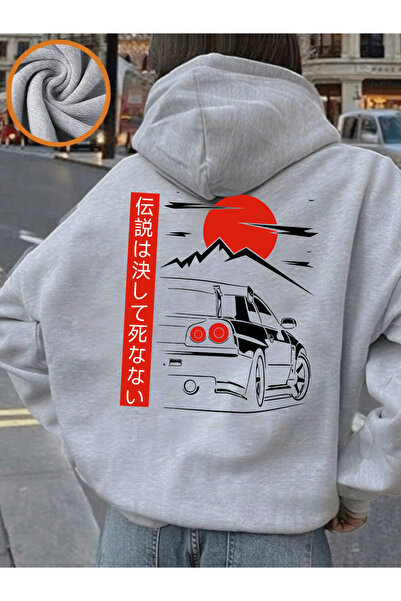 NOISSEY سيارة تسير في فجر الصباح مطبوع بغطاء رأس سترة نسائية فضفاضة كاجوال لل...