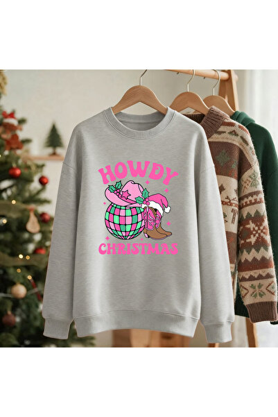 NOISSEY هالو كريسماس بينك بوتيز مطبوع سويت شيرت فضفاض وبسيط للنساء K بغطاء رأ...