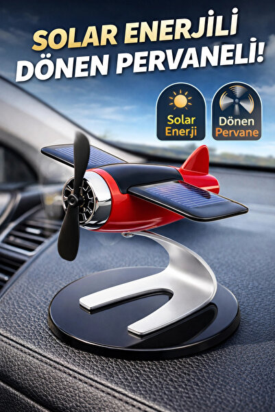 carlone Güneş Solar Enerjili Pervaneli Oto Kokulu Uçak Görünümlü Aksesuar Kır...