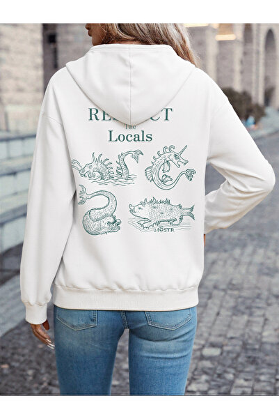 NOISSEY Honor Your Native Land με τύπωμα με κουκούλα Top Women Basics Άνετο φ...