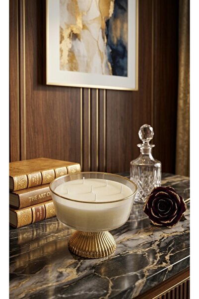 BalibeeCandle Gold detalı cam kasede gold ayaklı mum