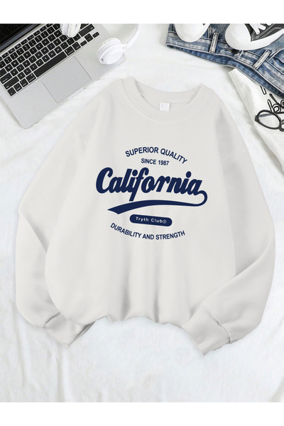 NOISSEY Hanorac cu imprimeu California Endurance and Strength pentru femei po...