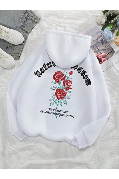 NOISSEY Fashion Women's Hooded S Vintage Letters and Flowers Printed Sweatshi...