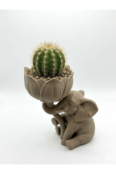 3Dikili design 3D Baskı Fil Tasarımlı Lotus Çiçeği Sukulent & Kaktüs Saksısı ...