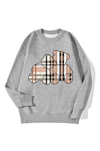 NOISSEY تي شيرت نسائي مريح مطبوع عليه دمية دب بغطاء رأس قطعة مريحة صوف الفليس...