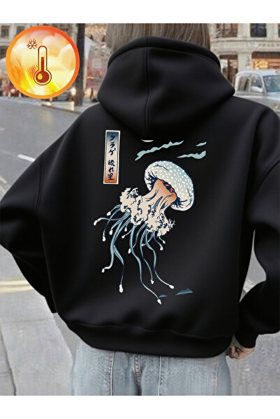 NOISSEY هودي ياباني بطباعة قنديل البحر من هاراجوكو للنساء، سترة رياضية أساسية...