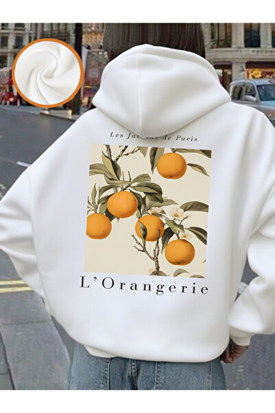 NOISSEY طباعة فاكهة البرتقال الطازجة بغطاء رأس قطعة للنساء شتاء صوف الفليس ست...