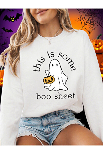 NOISSEY تيشيرتات الهالوين للنساء Some Boo Sheet Ghost B مطبوع K بغطاء رأس ar ...