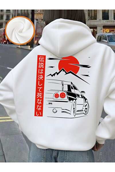 NOISSEY سيارة تسير في فجر الصباح مطبوع بغطاء رأس سترة نسائية فضفاضة كاجوال لل...