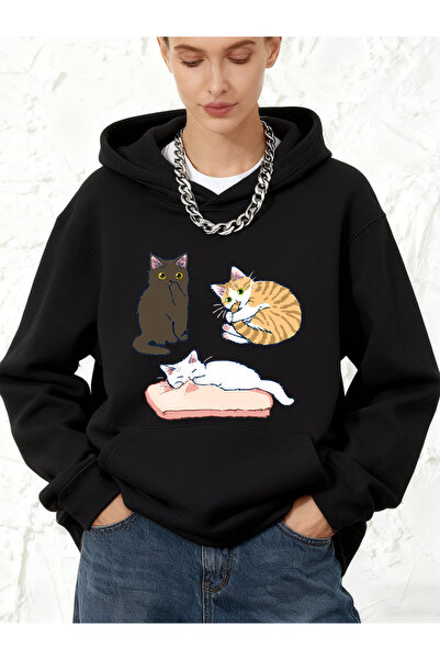 NOISSEY سترة نسائية فضفاضة رياضية من Yaramaz بثلاثة ألوان مطبوع قطن بغطاء رأس...