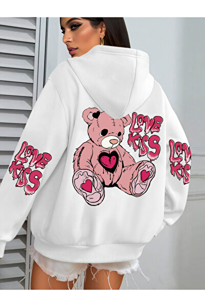 NOISSEY Pink Love Kiss Art Lettered με τύπωμα Για Γυναίκες C Με τσέπες Φθινόπ...