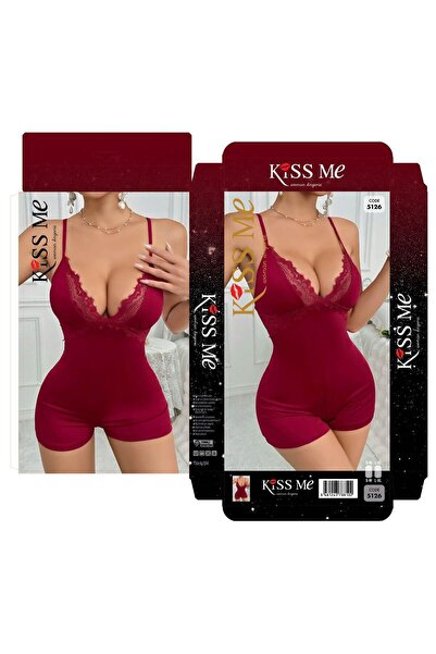 shop Dantel Detaylı Askılı Şortlu Tulum Gecelik