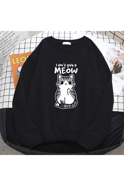 NOISSEY Hanorac simplu de toamnă I Don't Meow Funny pisică Hanorac cu imprime...