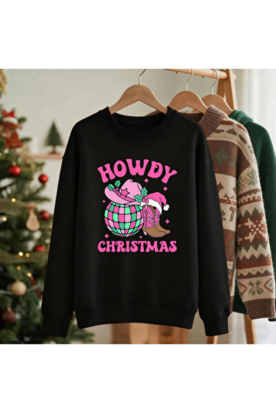 NOISSEY Γεια σου Χριστούγεννα Ροζ Μπότες με τύπωμα Φούτερ για Γυναίκες Φαρδιά...