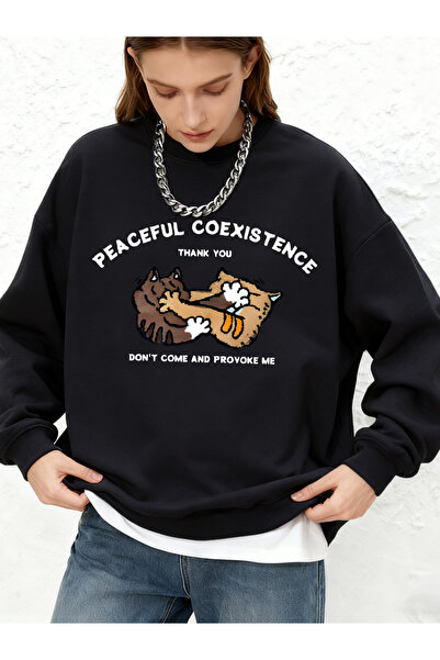 NOISSEY باريش سيال آير لايف شيبوتشر كات مطبوع بغطاء رأس سويت شيرت نسائي أساسي...