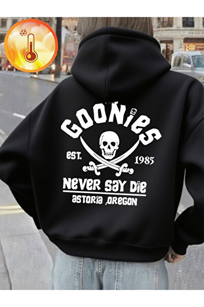 NOISSEY سترة The Goonies Skeleton Print K بغطاء رأس ar للسيدات مريحة بجيب، ست...