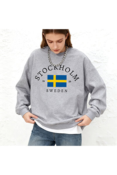 NOISSEY Στοκχόλμη Σουηδία Σημαία B με τύπωμα Γυναικεία φούτερ Χειμερινά με στ...