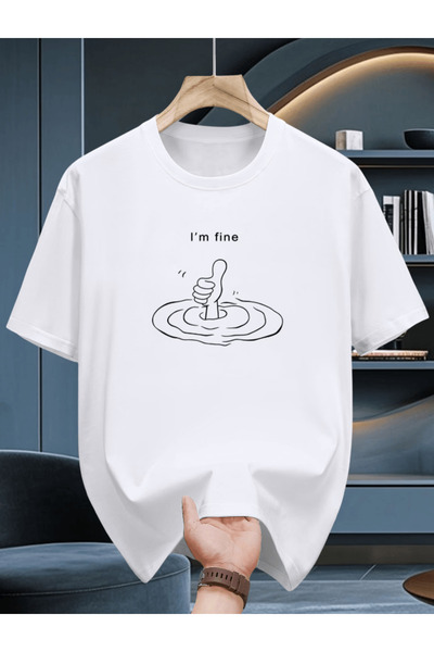 one button Sunt bine cu imprimeu Premium supradimensionat tricou