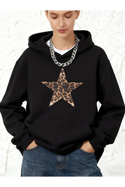 NOISSEY Imprimeuri Leopard Star cu glugă bumbac Iarna polar Hanorace calde Bu...