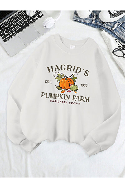 NOISSEY تي شيرت Hagrid'S Pumpkin Farm مطبوع للسيدات بقلنسوة فضفاضة ومريحة صوف...