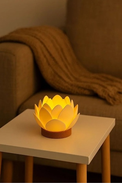3DreaMaker Lotus Çiçeği Tasarımlı Dekoratif Led Mumluk Tealight - Sıcak ve Za...