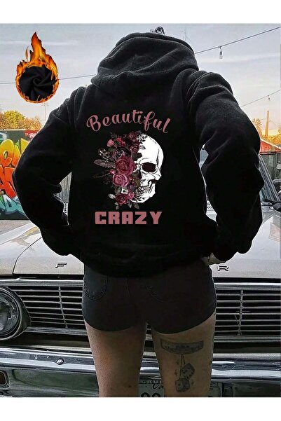NOISSEY Beautiful Crazy Skull And Flowers cu imprimeu cu glugă lar Streetwear...